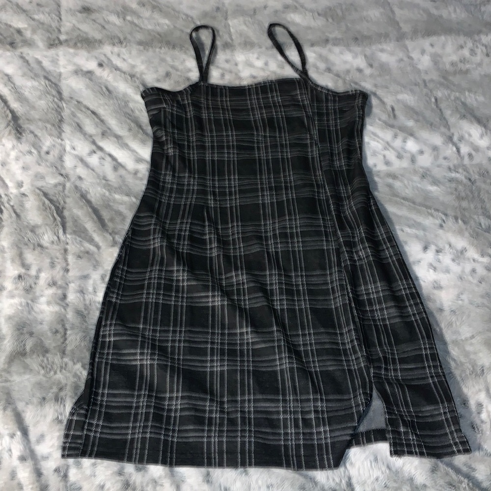 Back plaid strapped dress